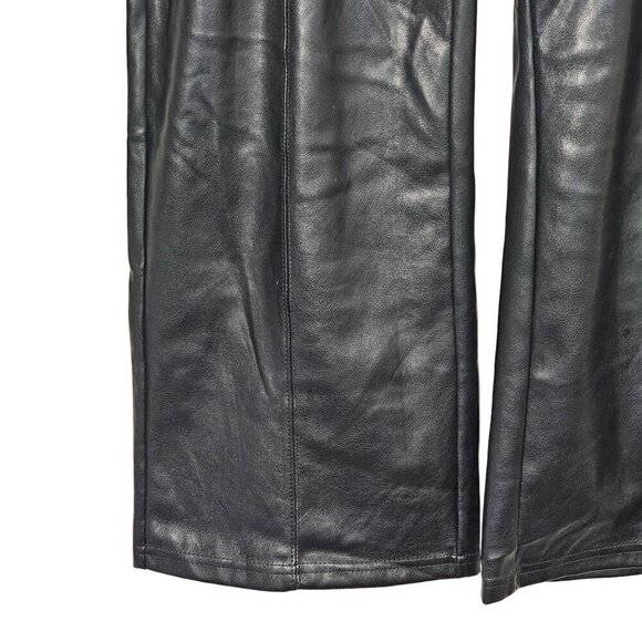 Avec Les Filles Faux Leather Pleated Wide Legs Pants High-Rise Black Women's‎ M - Picture 4 of 11